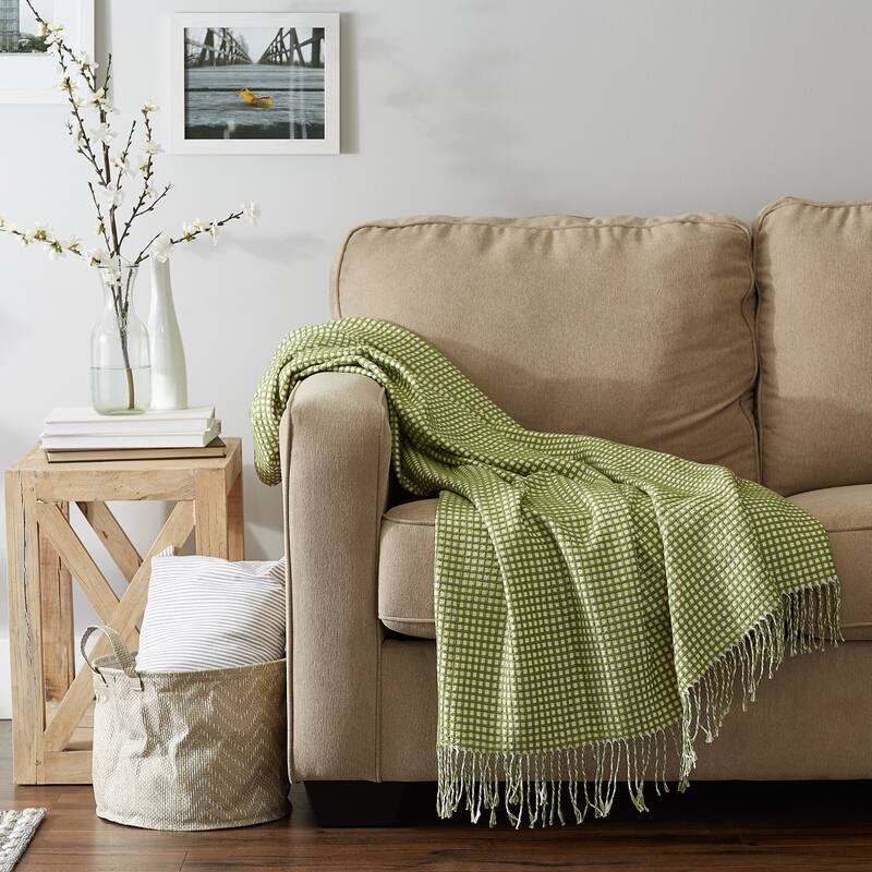 DII Black & White Waffle Knit Throw