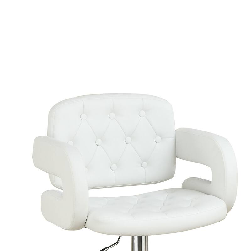 Adjustable Faux Leather Bar Stool with Armrests