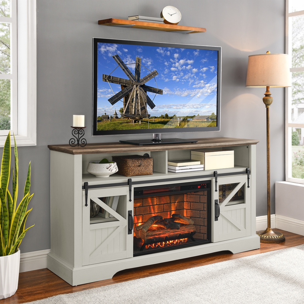 Tall white fireplace tv stand deals