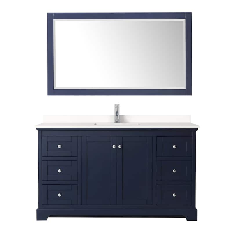 Avery 60-inch Single Vanity, Quartz Top, 58-inch Mirror