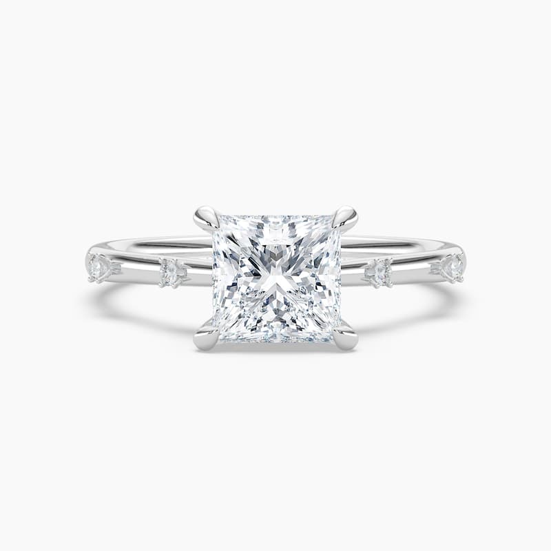Auriya 14k Gold Petite Diamond Station Princess Lab Grown Engagement Ring 1.00 to 5.00 ct. tw. (F-G, VS) - 5 - 2.50 carats - White