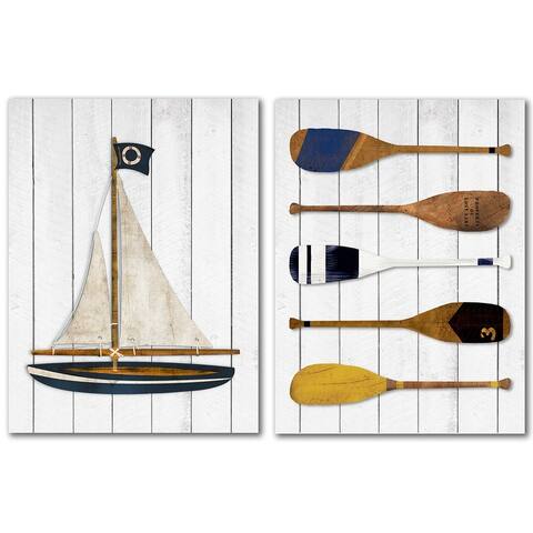 Sailboat by Samantha Ranlet 2 Piece Wrapped Canvas Wall Art Set