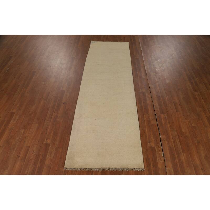 Modern Gabbeh Runner Rug Hand-Knotted Wool Carpet - 3'0"x 9'8"
