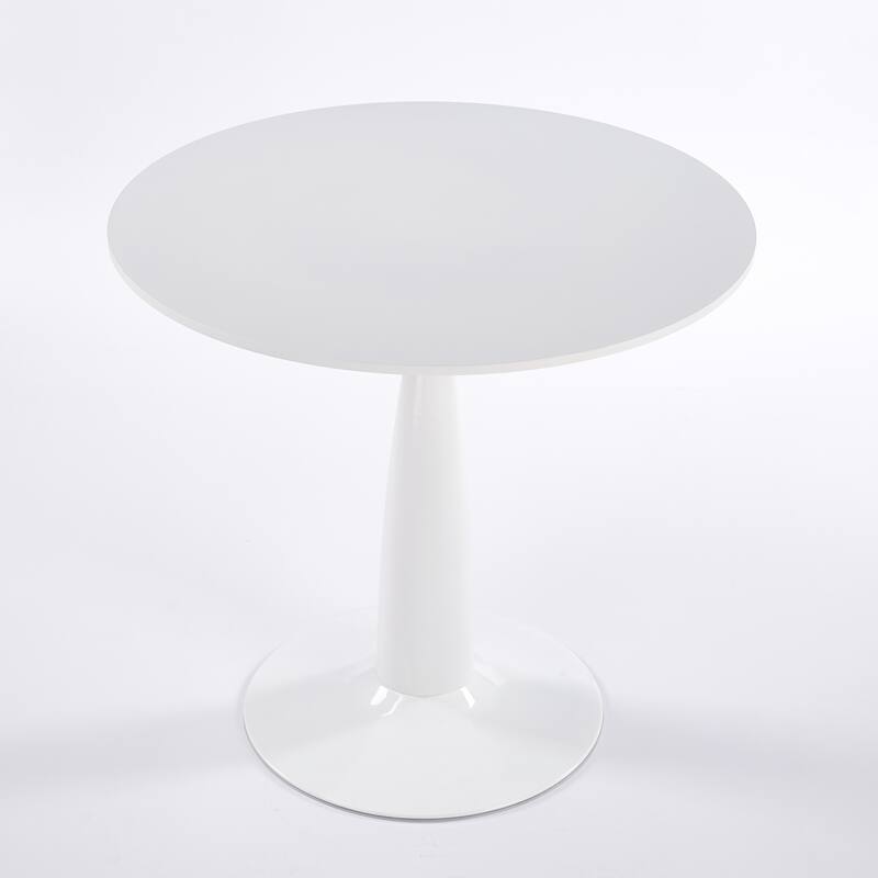 31.5inch Mid-Century Modern Pedestal Table, Multi-Functional Dining Table for 4-6 People & Large Coffee Table - White