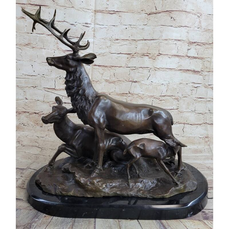 Bronze Marble Statue Elk Deer Caribou Buck Stag Lodge Sculpture Statue