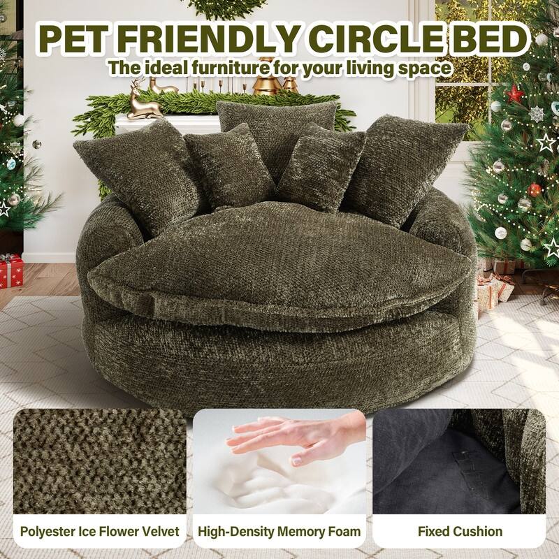 Rossetta Oversized Round Polyester Foam Chair with Pillows