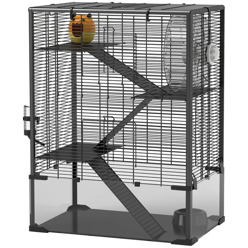 Four-Tier Hamster Tank with Glass Bottom, Ramps and Play Hut - 23.6" L x 15.7" W x 31.5" H