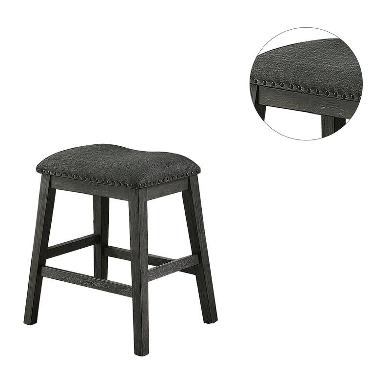Linen-Fabric Padded Counter Stool