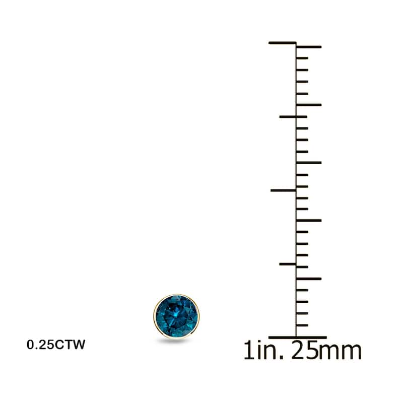 Auriya 14k Yellow Gold 1/4 to 2ctw Blue Diamond Stud Earrings Bezel-set (I1-I2) - 0.25ctw