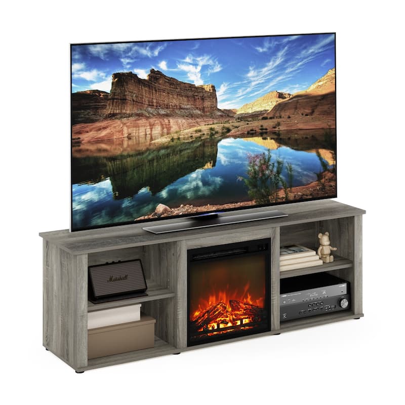 Furinno Classic 70 Inch TV Stand with Fireplace