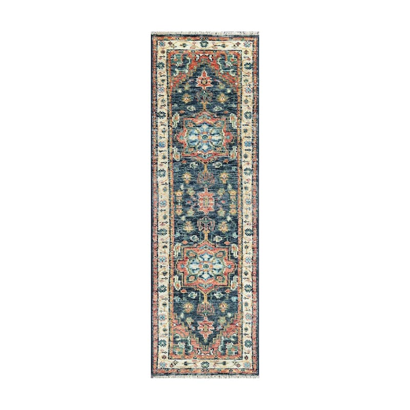 Traditional Oushak Wool Oriental Area Rug Multi Size Navy Hand Knotted