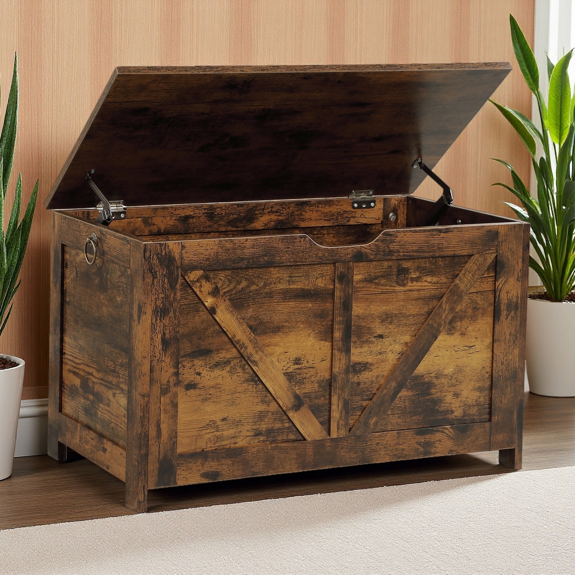 29.5"L Wood Sturdy Hinges & Easy Assembly Entryway Storage Bench with Spacious Toy Box Organizer & Extra Seating