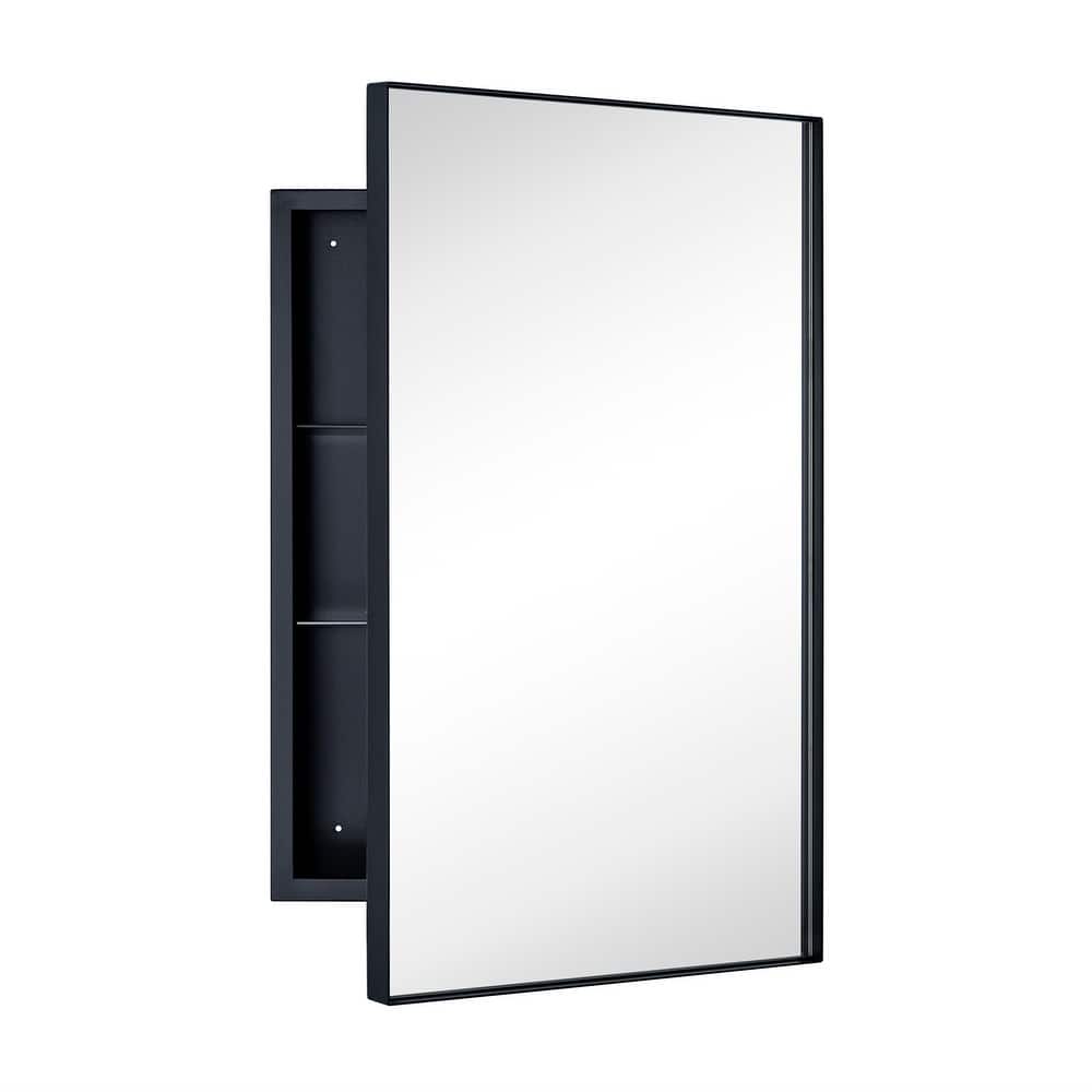 TEHOME Yasine Recessed Mount Squared Rectangle Medicine Cabinet with Mirror - 26" x 16"