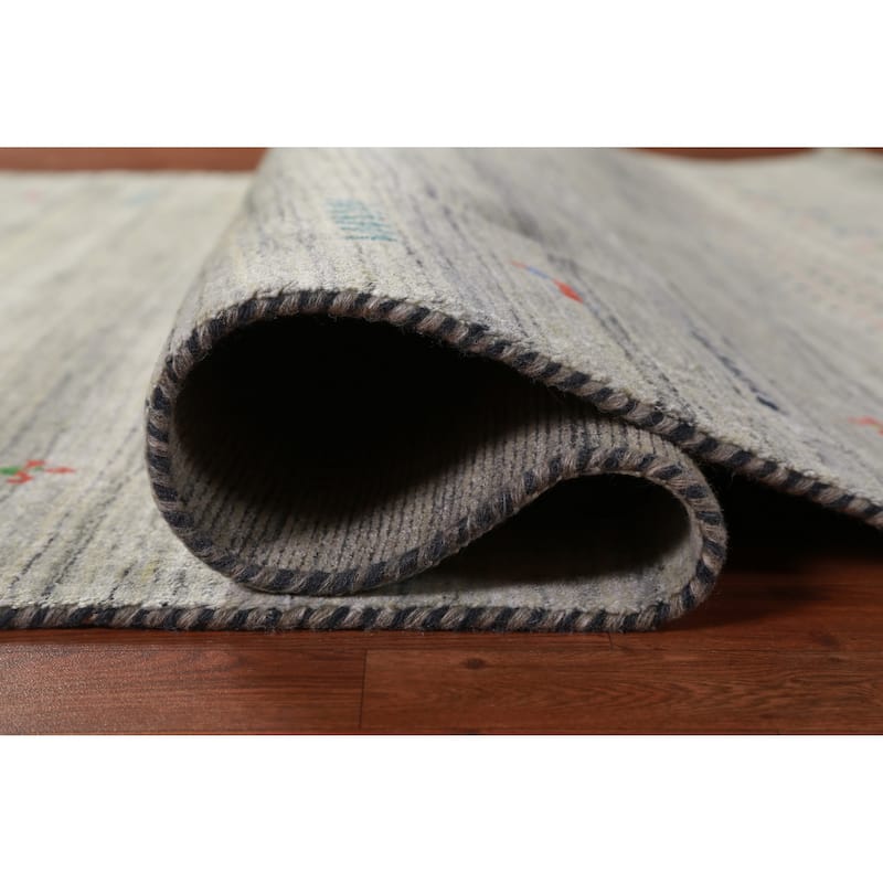 Hand Knotted Oriental 100% Wool Carpet Tribal Animal Pictorial Greys & Charcoal Gabbeh Area Rug - 8' 1'' X 5' 7''