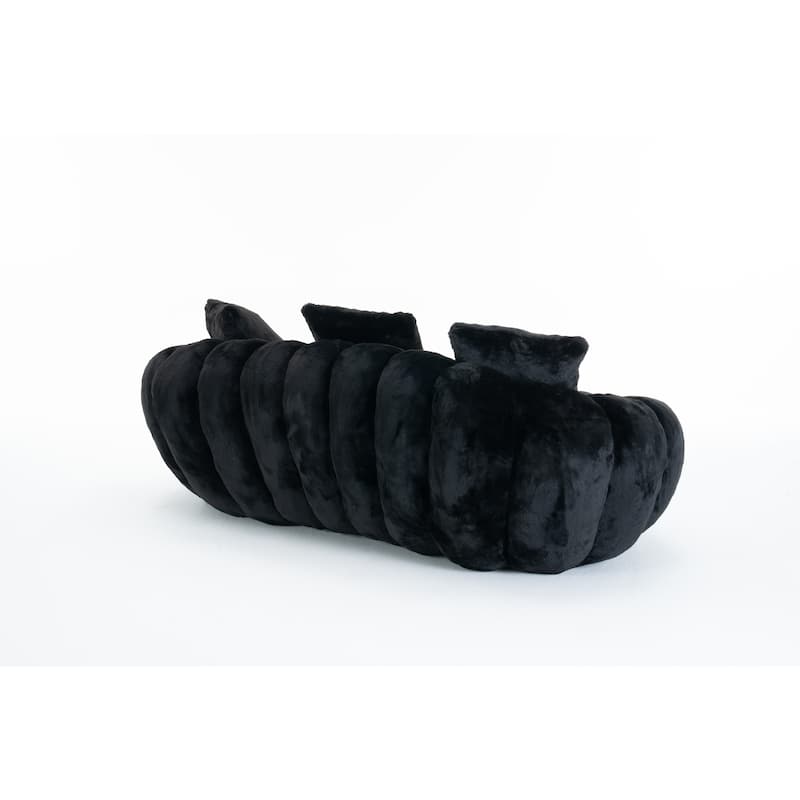 GDFStudio - Floral-Shaped 75.49" Faux Fur Loveseat Sofa with High-Density Foam