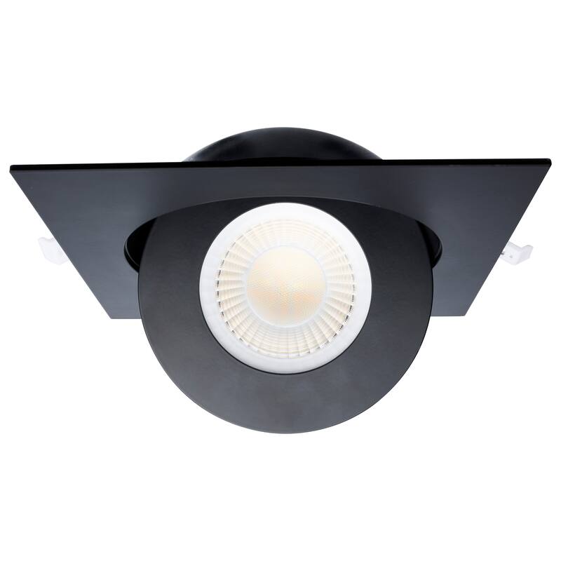 15 Watt CCT Selectable LED Direct Wire Downlight Gimbaled 6 Inch Square Remote Driver Black