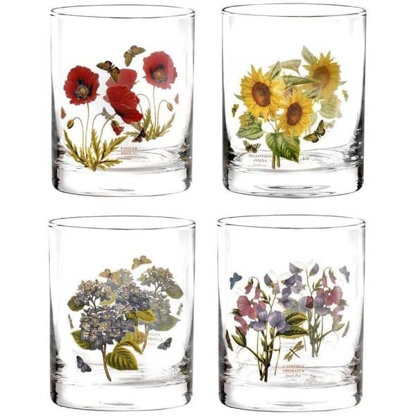 slide 2 of 4, Portmeirion Botanic Garden Set of 4 Double Old Fashioned Glasses - 16 oz. Botanic Garden design