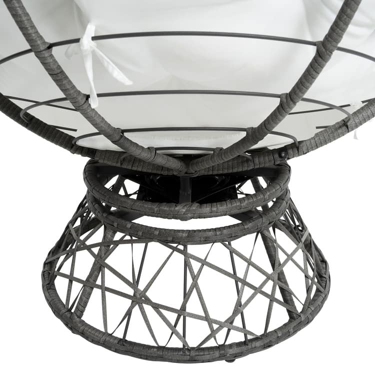 Wicker Papasan Chair with Oversized Cushion & Swivel Base – Indoor Round Lounge Chair for Bedroom, Living Room, or Covered Patio