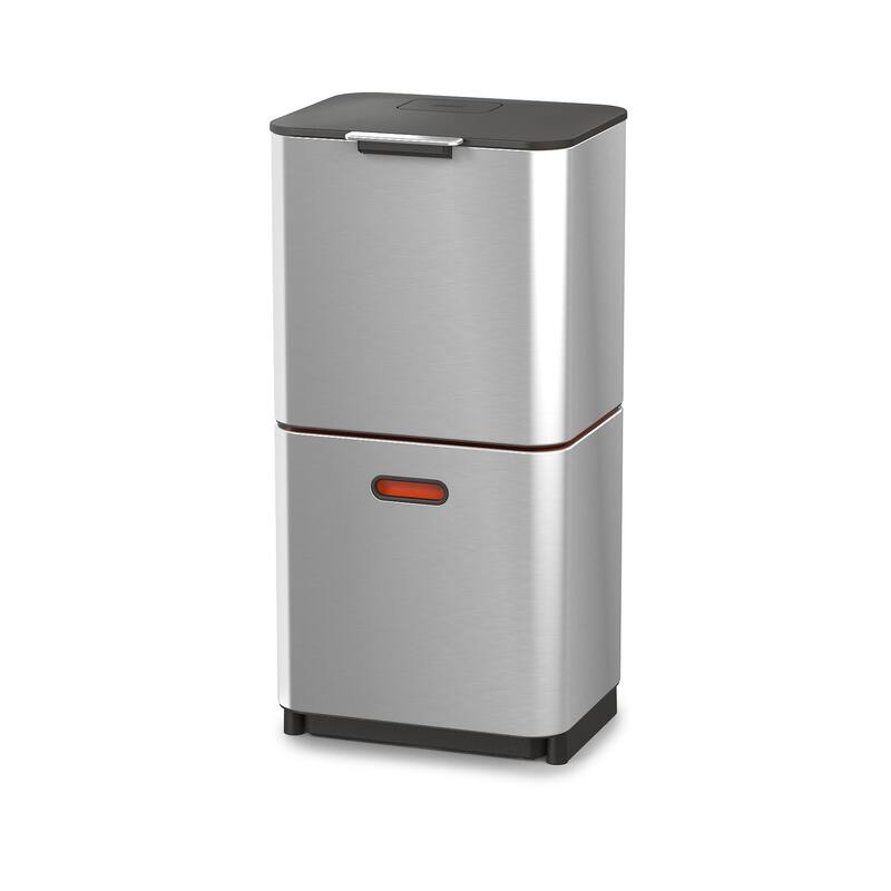 Joseph Joseph Totem Max 60L Dual Trash Can and Recycle Bin (15.85 US Gallons) - Stainless Steel