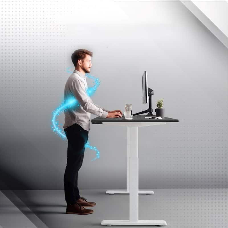 Rise Up Dual Motor Electric Standing Desk 48x30 1-pc Black Desktop