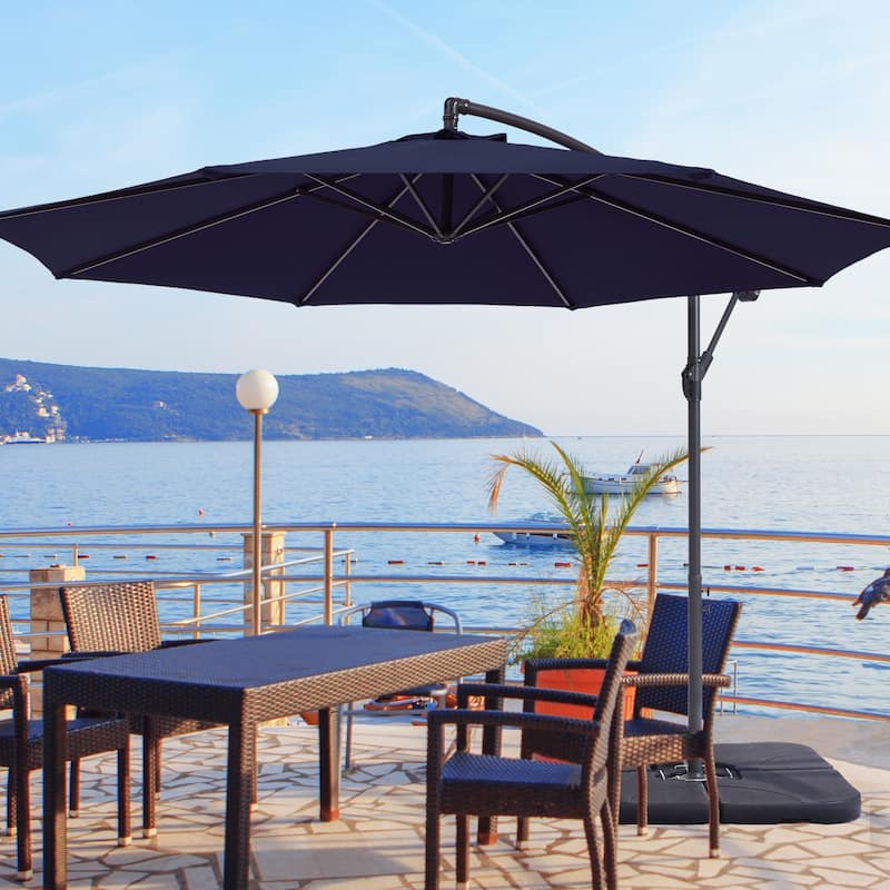 LIVOOSUN 10ft Patio Offset Umbrellas,Hanging Market Patio Umbrella - Navy Blue