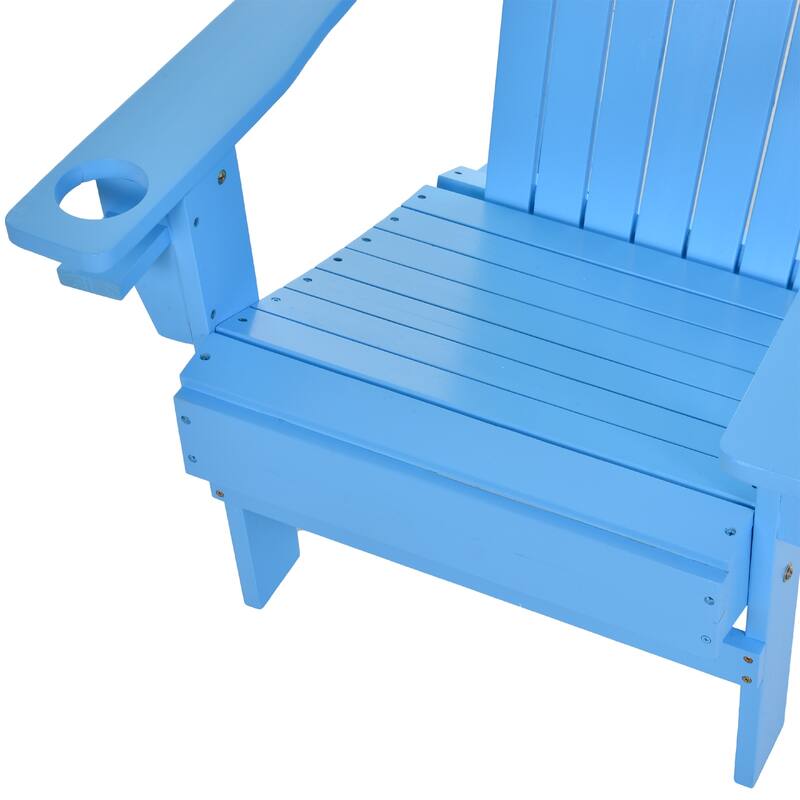 Outsunny Oversized Fir Wood Adirondack Chair with Cup Holder