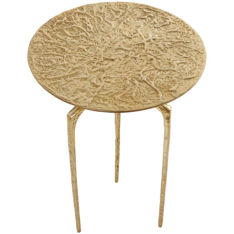 Silver, Gold or Gray Aluminum Metal Slim Textured Geometric Accent Table