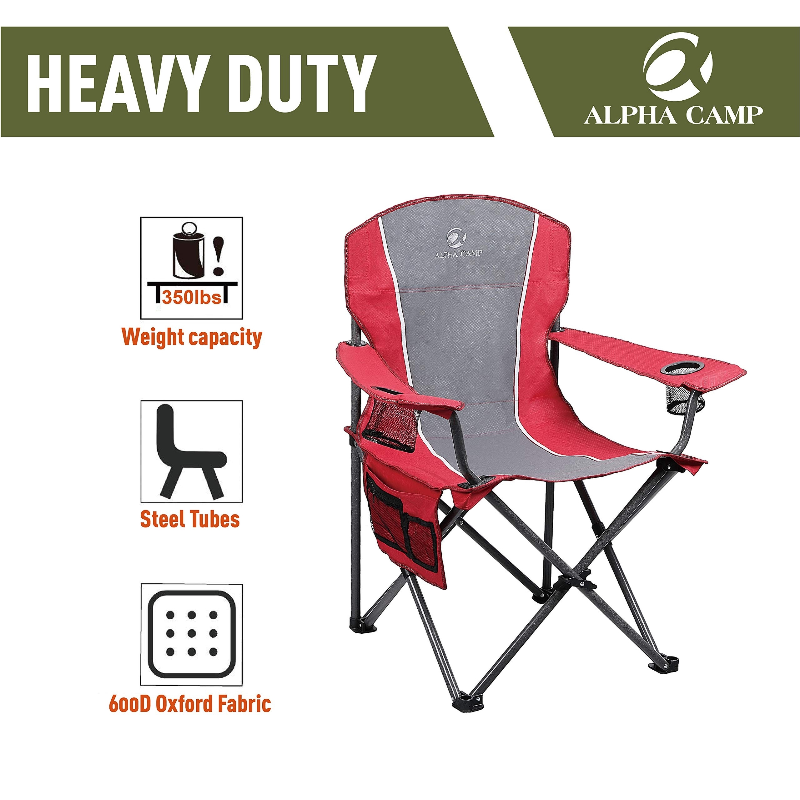 ALPHA CAMP Portable Camping Quad Folding Chair Heavy Duty Support 300 LBS  Oversized Steel Frame Collapsible Chair - On Sale - Bed Bath & Beyond -  32432583