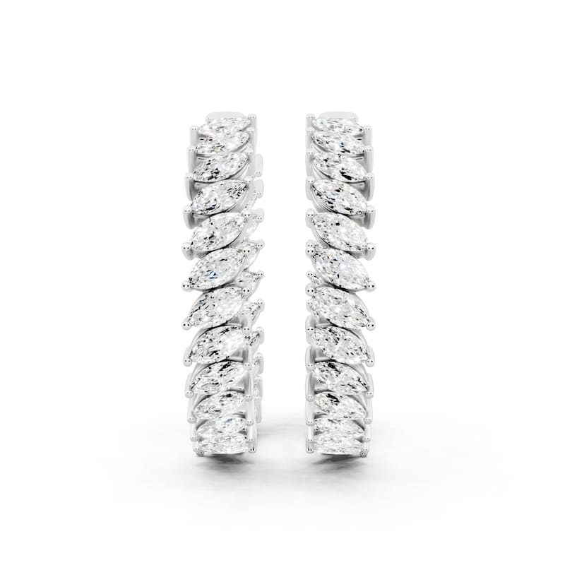 Auriya 14k Gold 5 1/2ctw Marquisel Hoop Lab Grown Diamond Earrings (F-G VS)