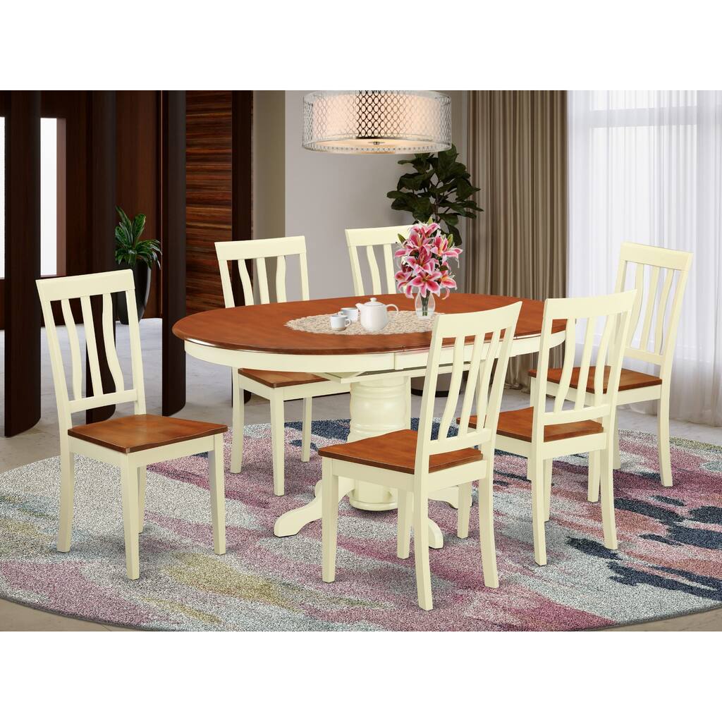East West Furniture 7 Piece Dining Table Set Consist of an Oval Dining ...