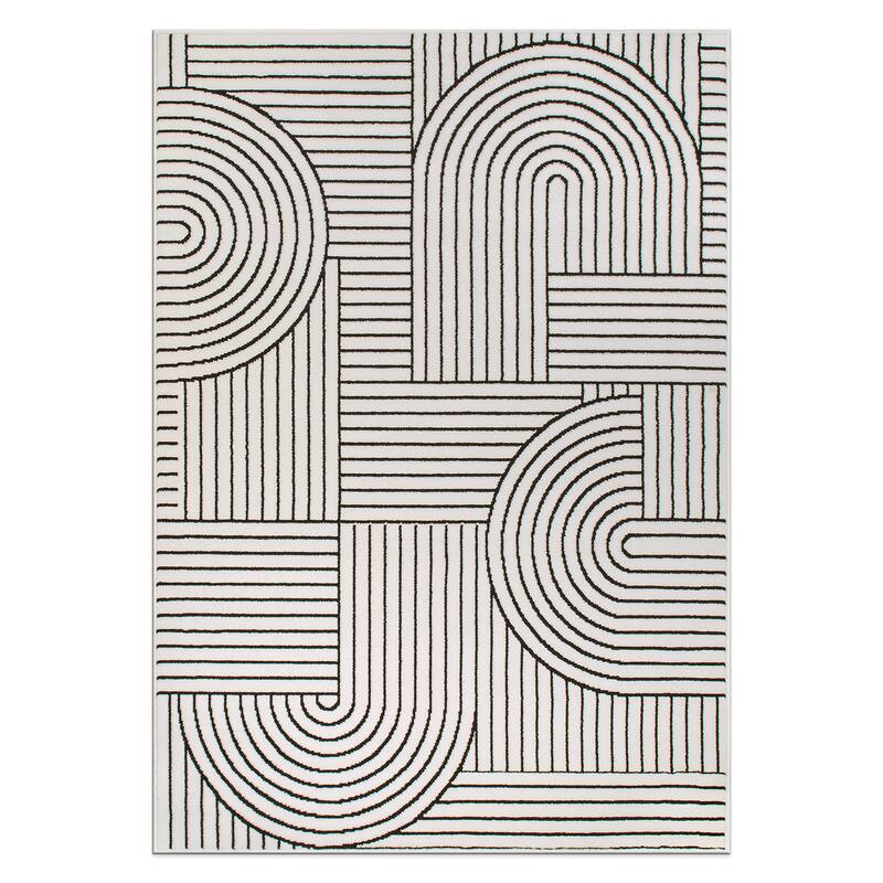 World Rug Gallery Contemporary Stripe Arch Design Area Rug