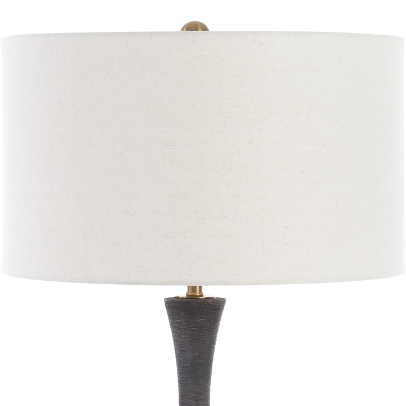 Horizontal Texture Table Lamp with Drum Shade - 34 - Green
