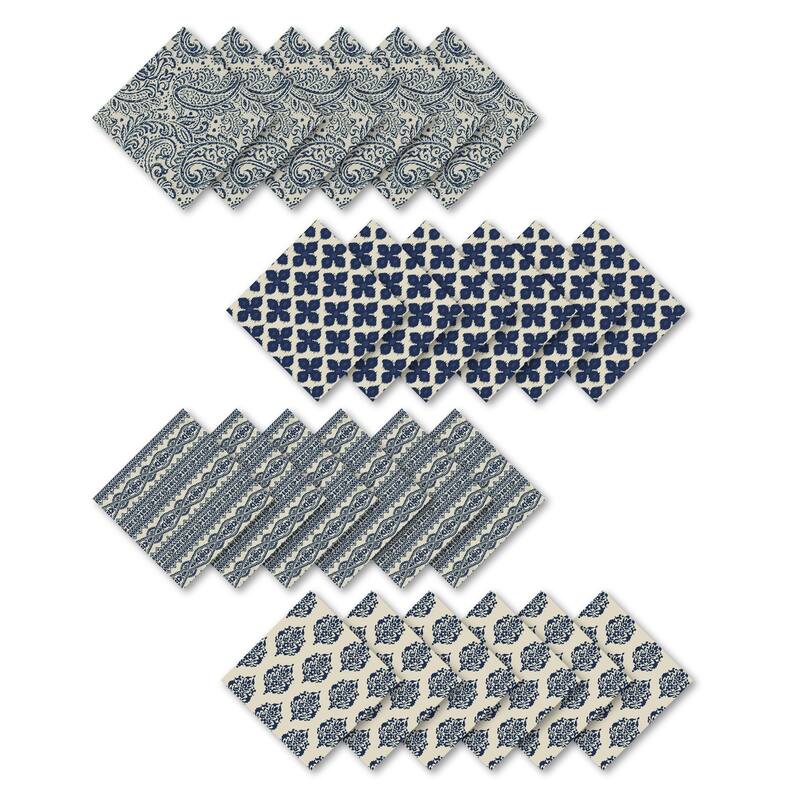 Everyday Casual Prints Assorted Cotton Fabric Napkins (Set of 24) - 17" x17"