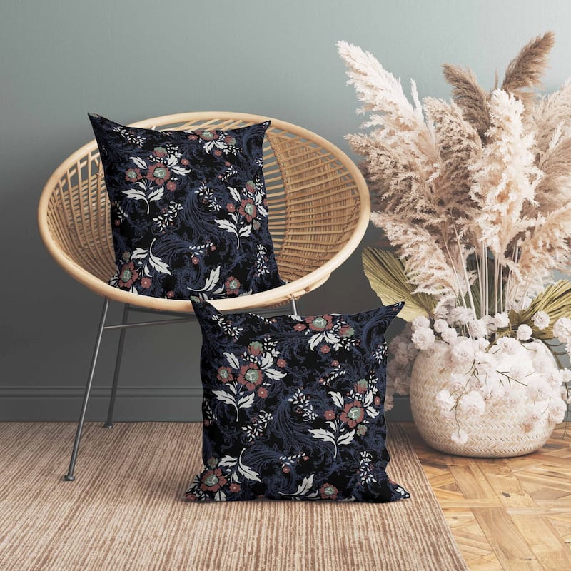 Meadow Strokes Faux Suede Reversible Throw Pillow Black and Blue