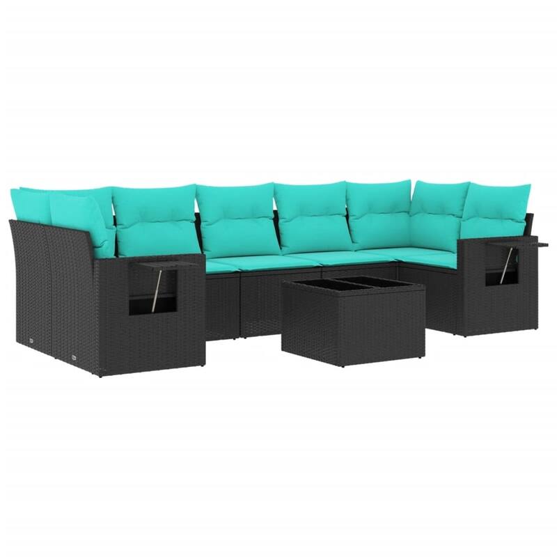 vidaXL Patio Sofa Set with Cushions Outdoor Furniture 8 Piece Poly Rattan - 24.4 x 24.4 x 27.2