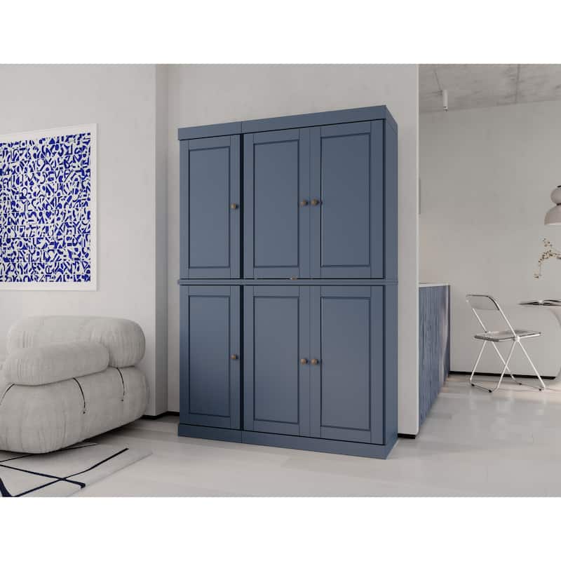 Palace Imports 100% Solid Wood Pantry Cabinet, Raised Panel Doors, 2 Drawers, Adjustable Shelves, 48.5" Wide, 71.5" Tall