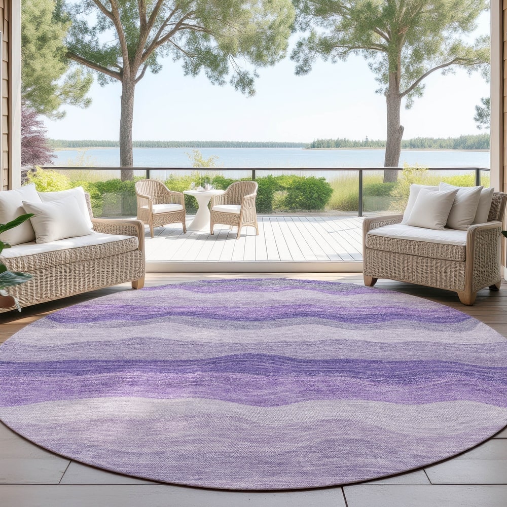 Machine Washable Indoor/ Outdoor Ombre Stripes Chantille Rug