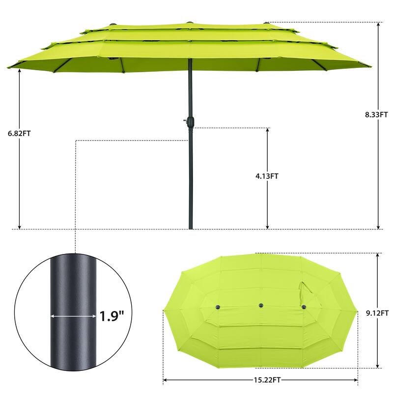 15ft Patio Umbrella with 3-Tiers Umbrella Top without Base