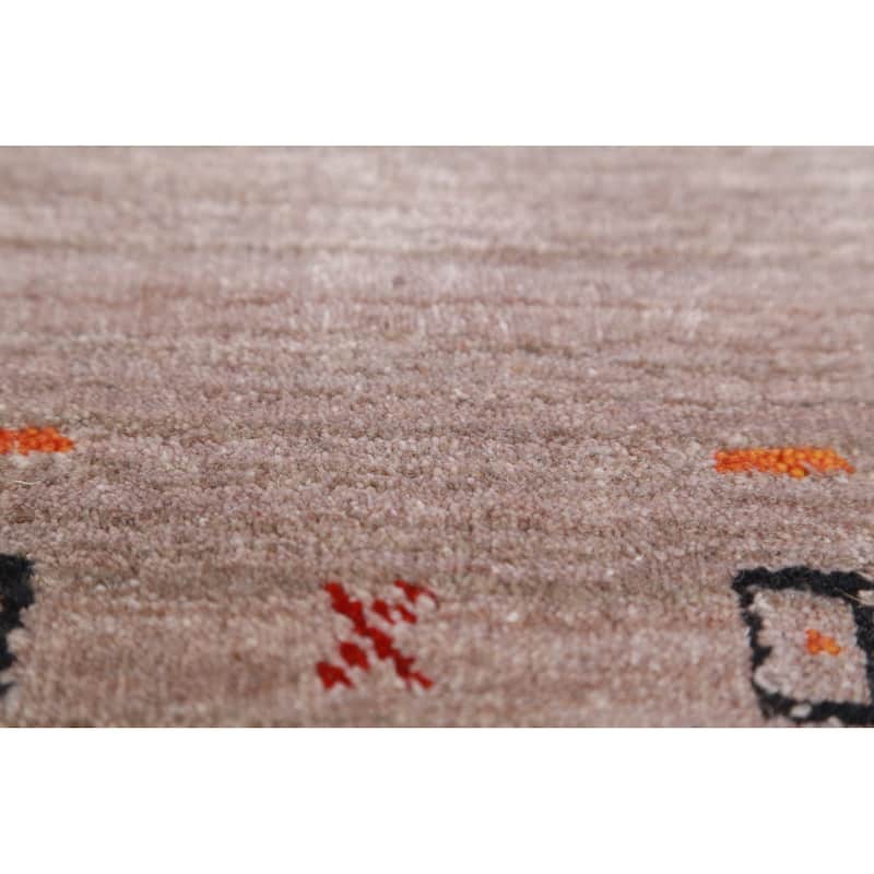 Hand Knotted Oriental 100% Wool Carpet Tribal Animal Pictorial Brown Gabbeh Area Rug - 4' 11'' X 3' 1''