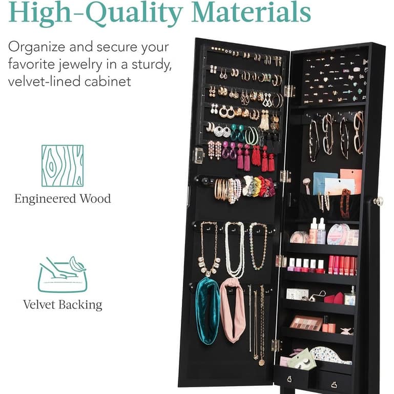 Freestanding Jewelry Armoire Cabinet - N/A