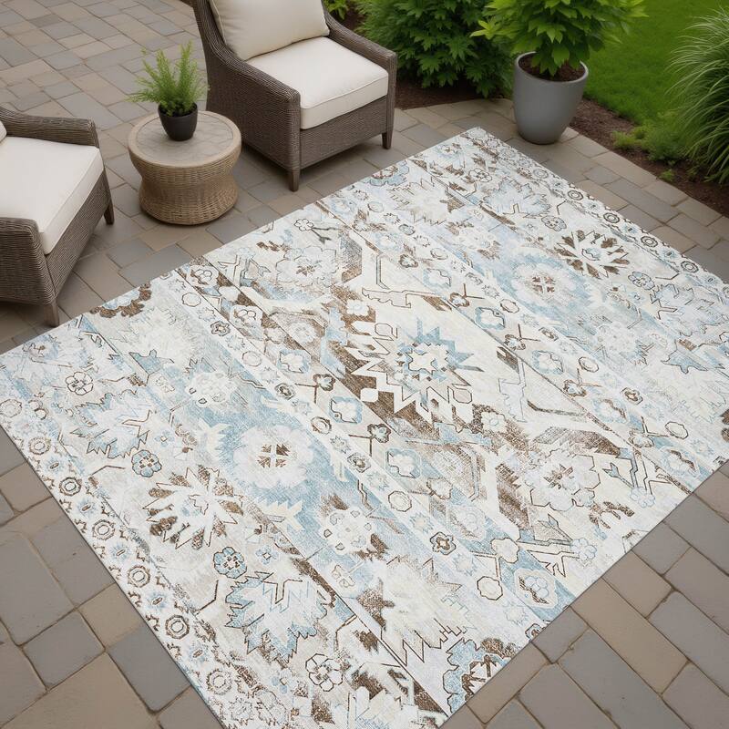 Machine Washable Indoor/ Outdoor Traditional Hudson Chantille Rug