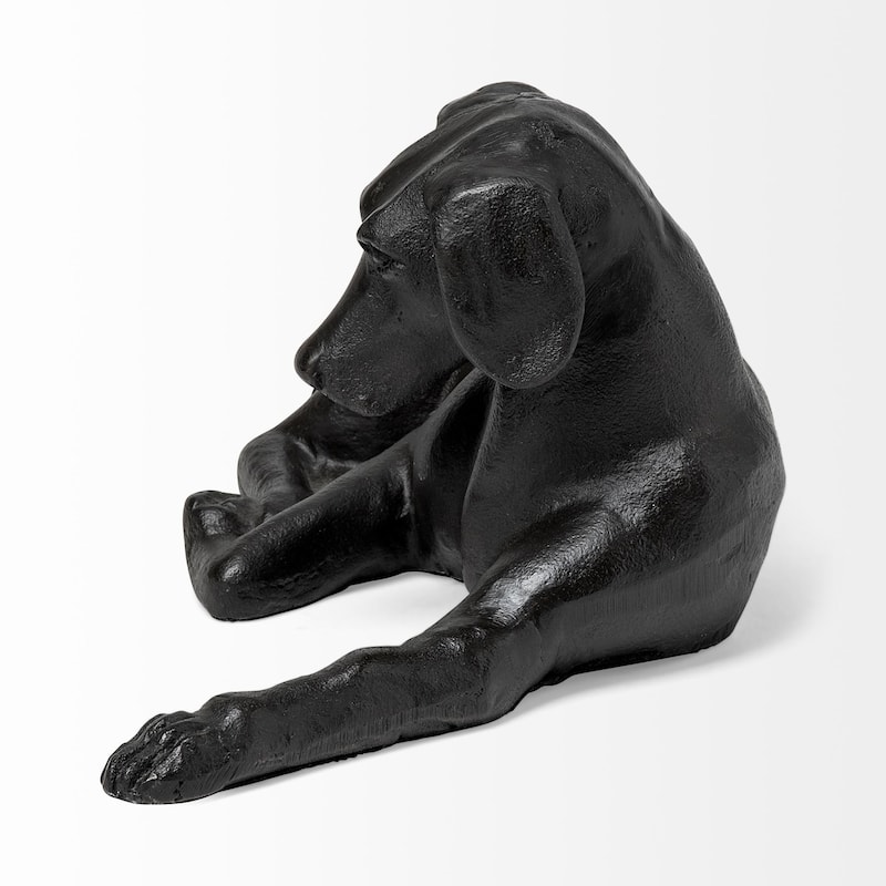 Black Metal Labrador Dog Sculpture - 7"W x 11"D x 5"H