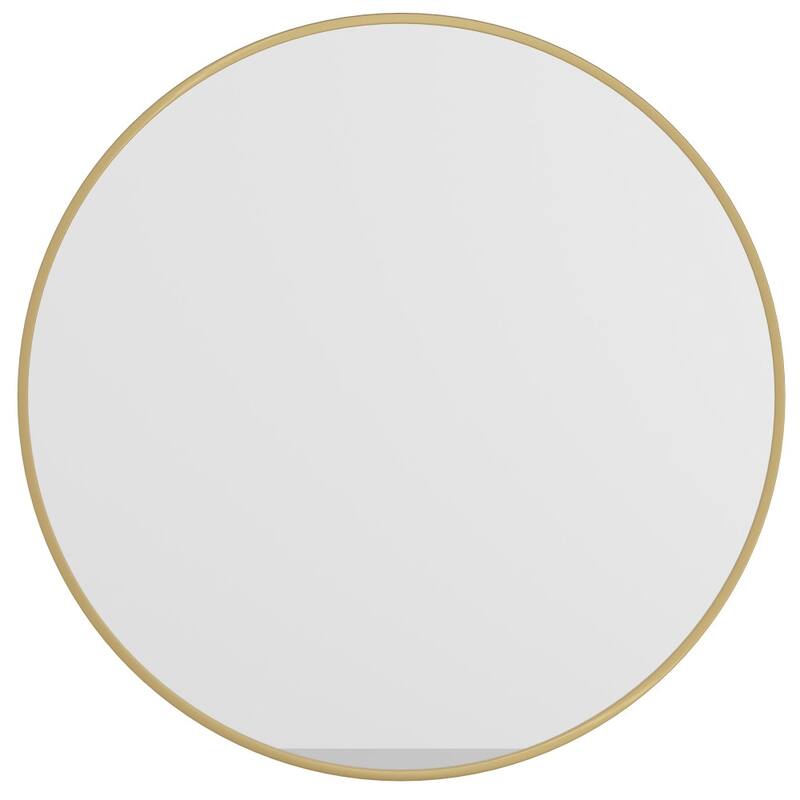 Wall Mount Shatterproof Round Accent Wall Mirror with Metal Frame