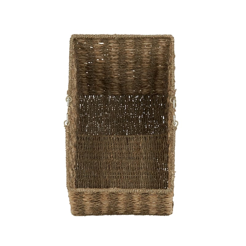 Household Essentials Wicker Stair Organizer Basket with Handles