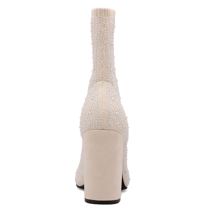MIA Magdalena Rhinestone Stretch-Knit Sock Bootie