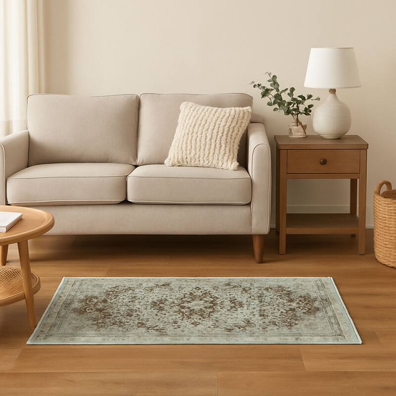 HERAT ORIENTAL Turkish Modern Erased Design Wool & Silk Rug - 2'7" x 4'11"