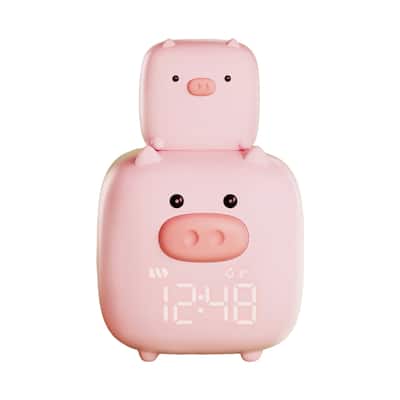 USB Digital Alarm Clock Adjustable Cute Pink Piggy Night Light - 3*4*5 in