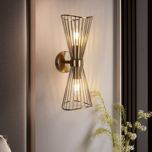 slide 2 of 32, 2-Light Black/Gold Wall Sconces 16 Inch Modern Wall Sconce - N/A