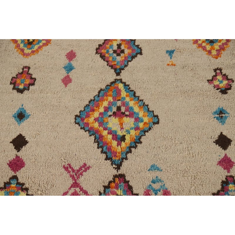 Geometric Plush Moroccan Area Rug Handmade Wool Carpet - 5'8" x 8'6"