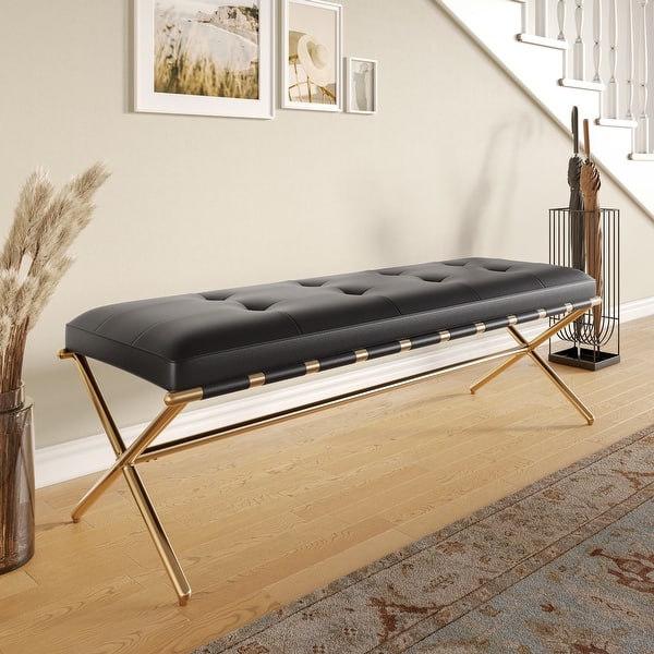 slide 2 of 10, Cassatt Contemporary Black Fabric Bench